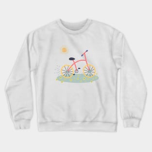 Bike. Summer. Vector flat illustration on white background-01 Crewneck Sweatshirt